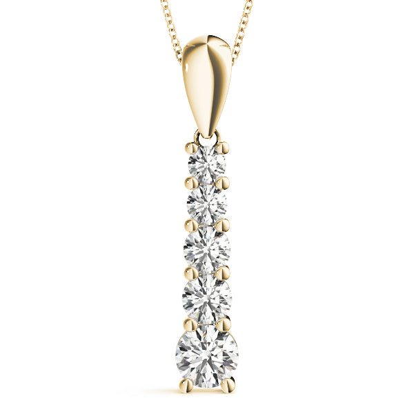 14K Yellow Gold Diamond Journey Pendant Necklace