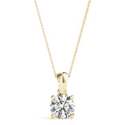 14K Yellow Gold 1ct Diamond Solitaire Pendant Necklace