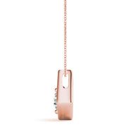 14K Rose Gold Round Diamond Solitaire Pendant