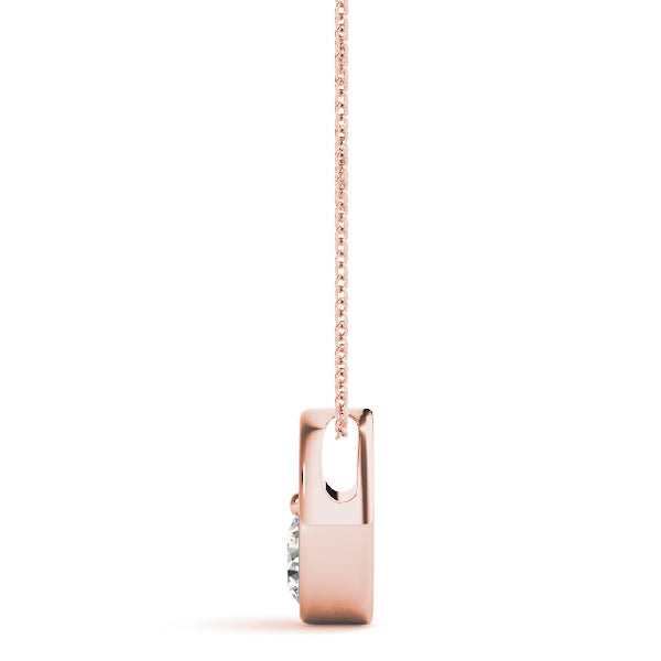 14K Rose Gold Round Diamond Solitaire Pendant