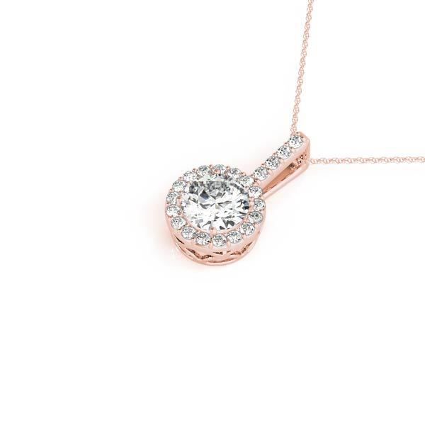 14K Rose Gold Round Diamond Halo Pendant