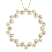 14K Yellow Gold Round Diamond Circle Pendant