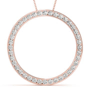 14K Rose Gold Round Diamond Circle Pendant