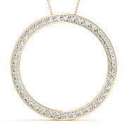 14K Yellow Gold Multi-Diamond Circle Pendant