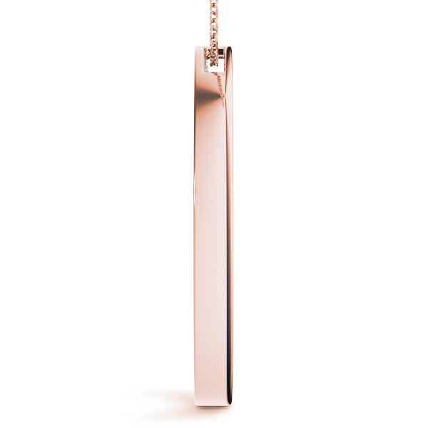 14K Rose Gold Round Diamond Circle Pendant