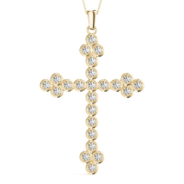 14K Yellow Gold Diamond Cross Pendant