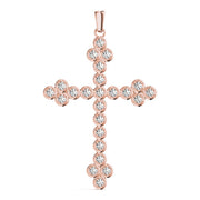 14K Rose Gold Diamond Cross Pendant