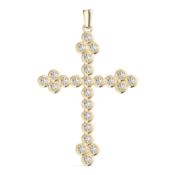 14K Yellow Gold Diamond Cross Pendant