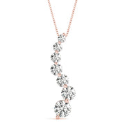 14K Rose Gold Round Diamond Journey Pendant