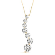 14K Yellow Gold Round Diamond Journey Pendant