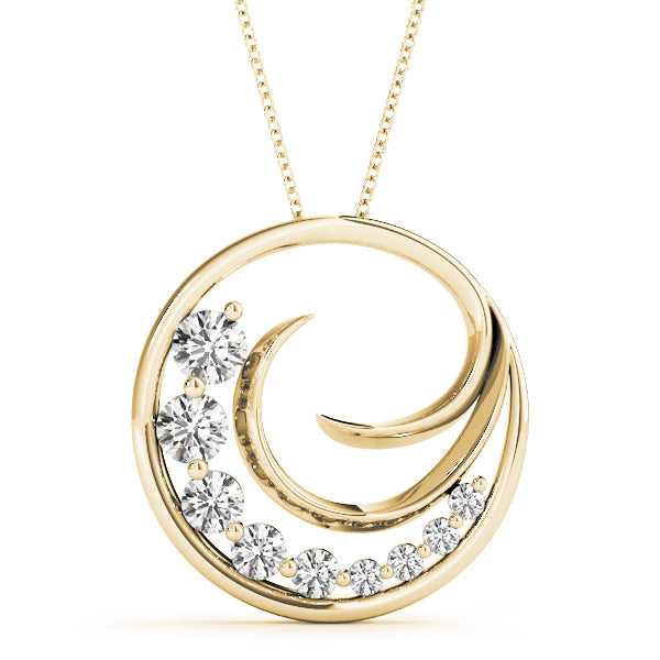 14K Yellow Gold Diamond Journey Pendant Necklace