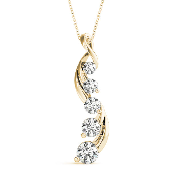 14K Yellow Gold Round Diamond Journey Pendant