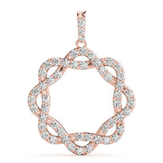 14K Rose Gold Round Diamond Circle Pendant