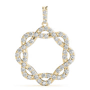 14K Yellow Gold Round Diamond Circle Pendant