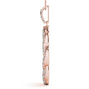 14K Rose Gold Round Diamond Circle Pendant