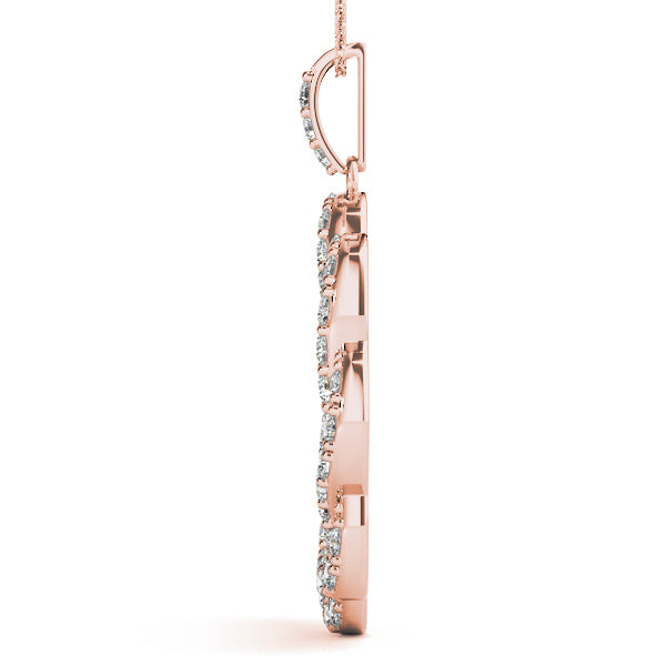 14K Rose Gold Round Diamond Circle Pendant