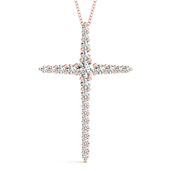 14K Rose Gold Round Diamond Fashion Pendant