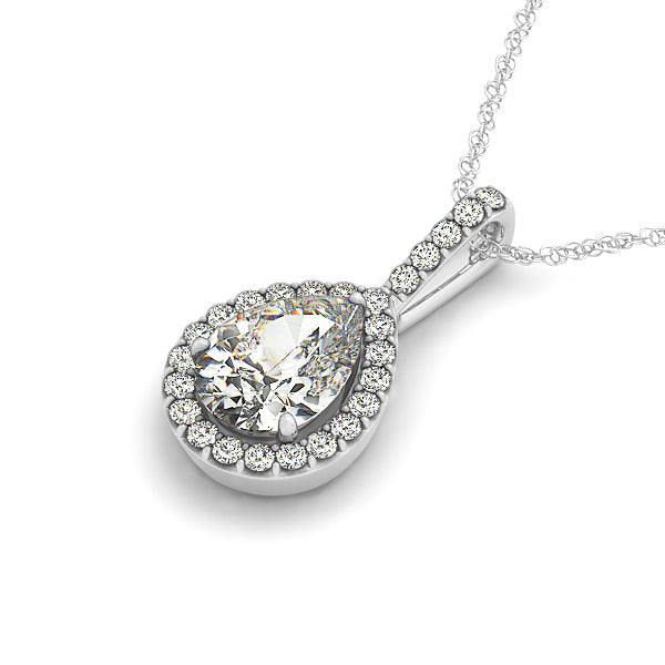 Round Diamond Halo Pendant in Premium Metals