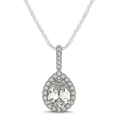 Round Diamond Halo Pendant in Premium Metals