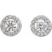14K White 1/2 CTW Lab-Grown Diamond Halo-Style Earrings