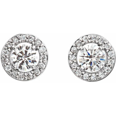 14K White 1/2 CTW Lab-Grown Diamond Halo-Style Earrings
