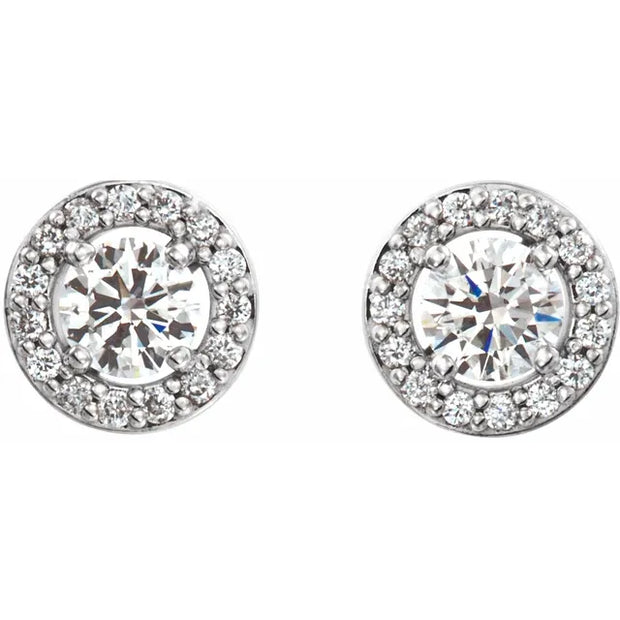 14K White 1/2 CTW Lab-Grown Diamond Halo-Style Earrings