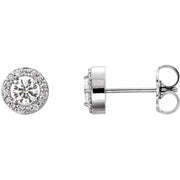 14K White 1/2 CTW Lab-Grown Diamond Halo-Style Earrings