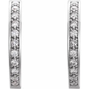 14K White 1/3 CTW Natural Diamond Hinged Hoop Earrings