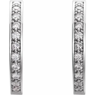 14K White 1/3 CTW Natural Diamond Hinged Hoop Earrings