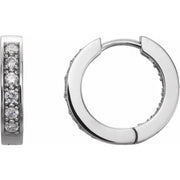 14K White 1/3 CTW Natural Diamond Hinged Hoop Earrings