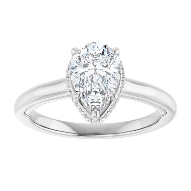 14k White Gold 1 1/2 CTW Pear-Shaped Diamond Halo Ring