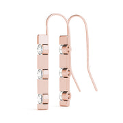 14K Rose Gold Round Diamond Three Stone Earring Set