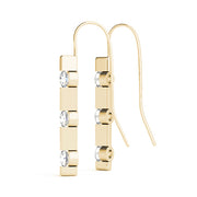 14K Yellow Gold Round Diamond Three Stone Earring