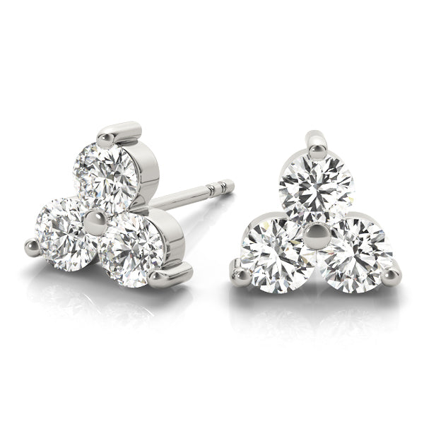 Diamond Three Stone Earrings