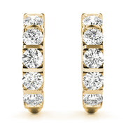 14K Yellow Gold Diamond Hoop Earrings - 1 CT Total