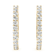 14K Yellow Gold Diamond Fashion Hoop Earrings
