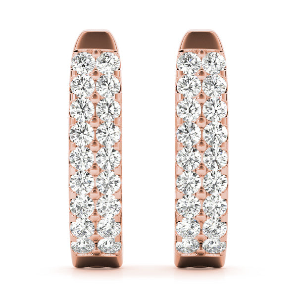 Rose Gold 1ctw Diamond J-Hoop Earrings