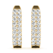 14K Yellow Gold Diamond J-Hoop Earrings