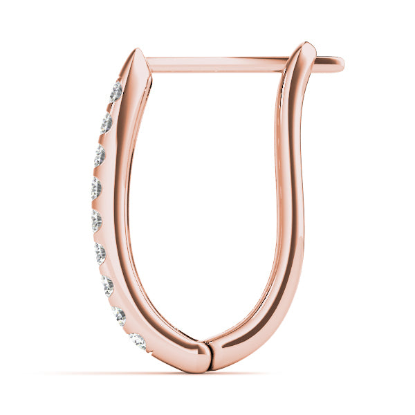 Rose Gold 1ctw Diamond J-Hoop Earrings