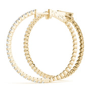 14K Yellow Gold Diamond Inside Out Hoop Earrings