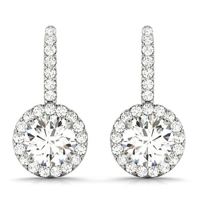 Round Diamond Halo Earring Set