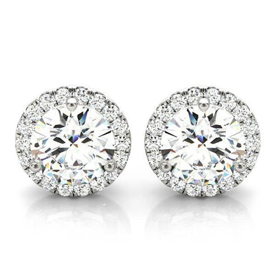 Round Diamond Halo Earring Set
