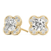 14K Yellow Gold Diamond Halo Stud Earrings