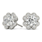 Round Diamond Halo Stud Earrings