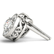 Round Diamond Halo Earring Set