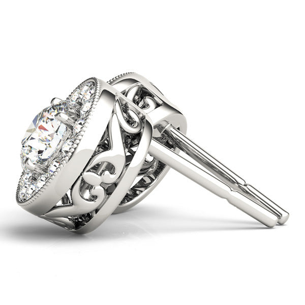 Round Diamond Halo Earring Set