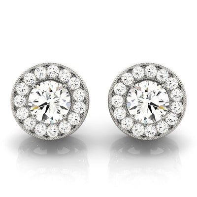 Round Diamond Halo Earring Set