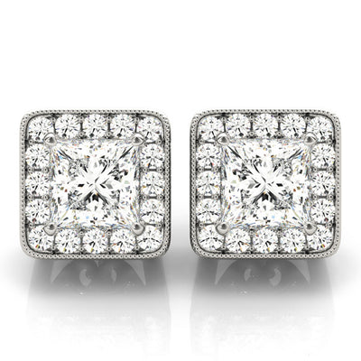 Round Diamond Halo Stud Earrings