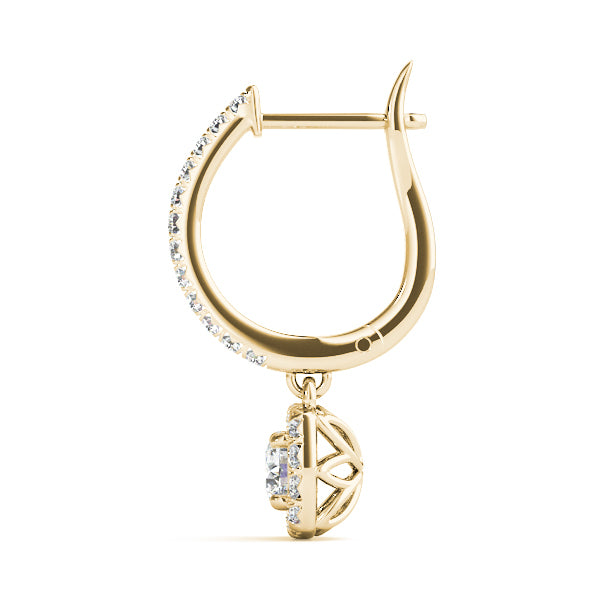 14K Yellow Gold Round Diamond Halo Earrings