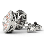 14K Rose Gold Diamond Halo Stud Earrings